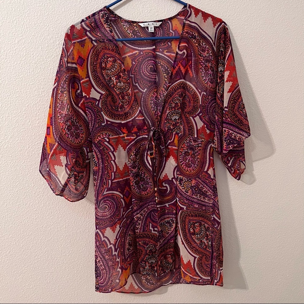 CAbi Bohemian Floral Paisley Swim Pool Coverup Top